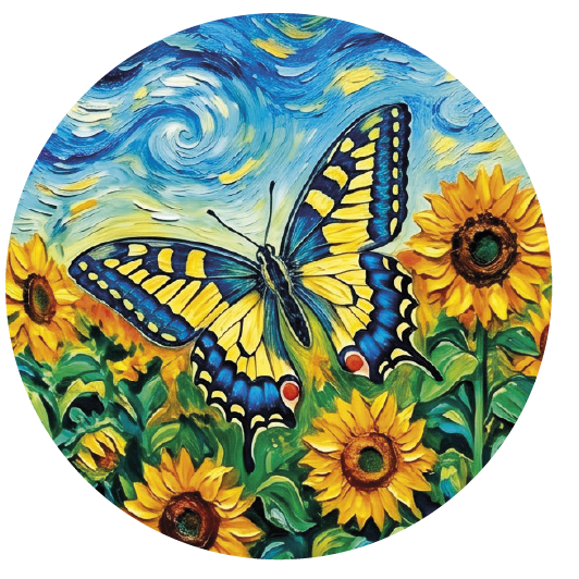 Van Gogh Butterfly 01 — Van Gogh-style cork coaster