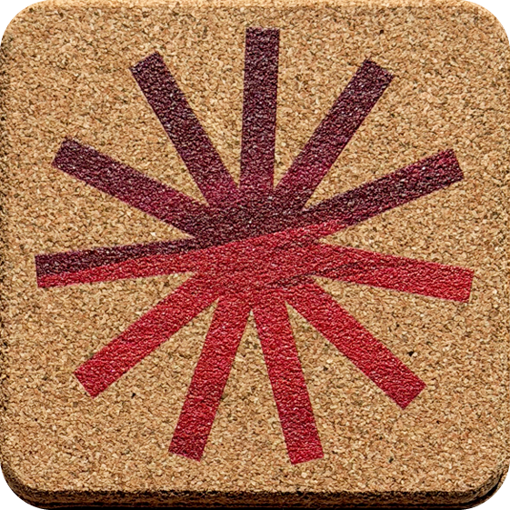 Crimson Wash Sunburst 2 (Square) — designer art coaster on premium cork