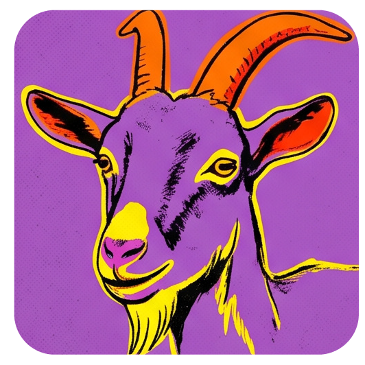 Warhol Goat 01 — Warhol-style pop art cork coaster