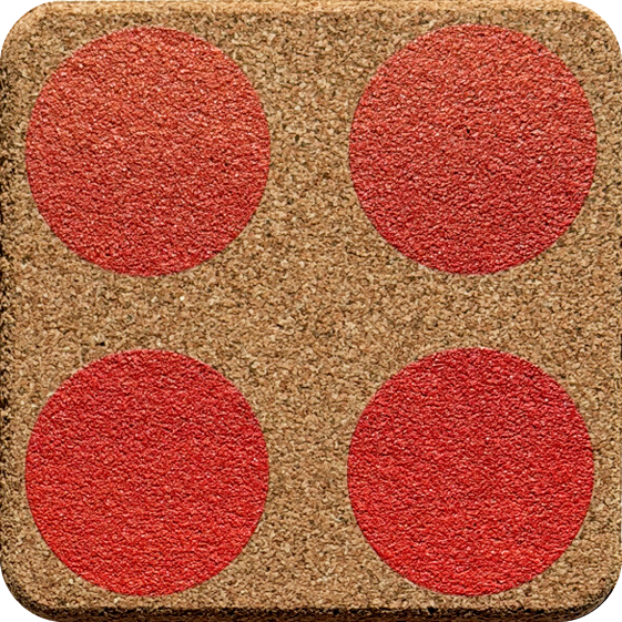 Red Wash Roundies 4 (Square) — designer art coaster on premium cork