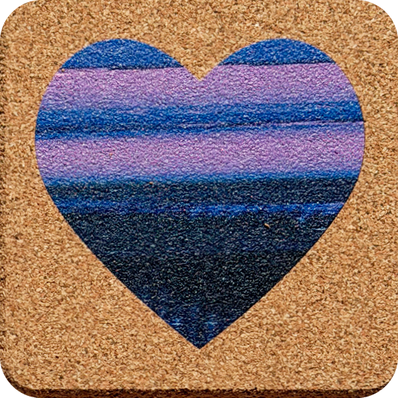 Purple Pallet Hearts 4 (Square) — designer art coaster on premium cork
