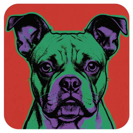 Warhol Boxer 02 — Warhol-style pop art cork coaster