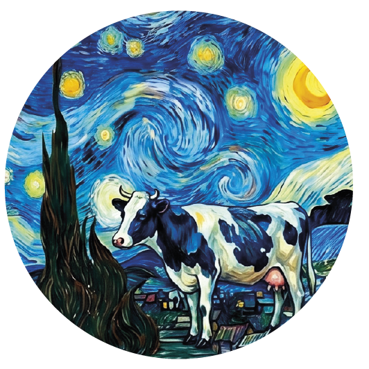 Van Gogh Cow 01 — Van Gogh-style cork coaster