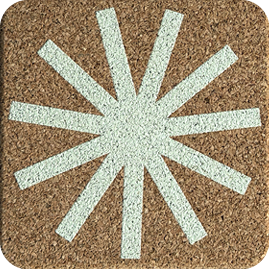 Sunburst Green (Square) — scandi geometric cork coaster