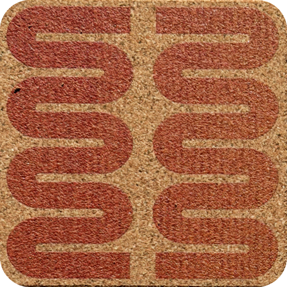 Burnt Ochre Squiggle 1 (Square) — designer art coaster on premium cork