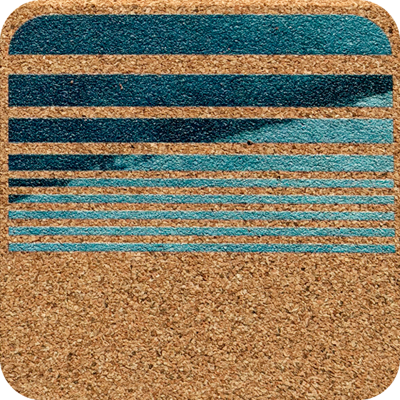 Teal Wash Lines 4 (Square) — designer art coaster on premium cork