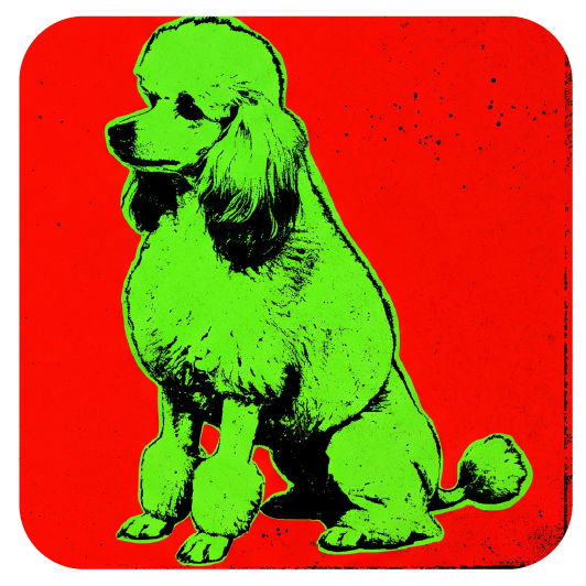 Warhol Poodle 04 — Warhol-style pop art cork coaster