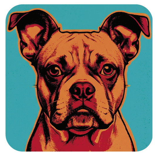 Warhol Boxer 04 — Warhol-style pop art cork coaster