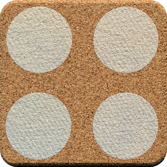 Antique White Roundies 2 (Square) — designer art coaster on premium cork