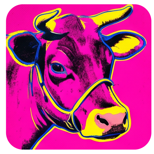 Warhol Cow 01 — Warhol-style pop art cork coaster