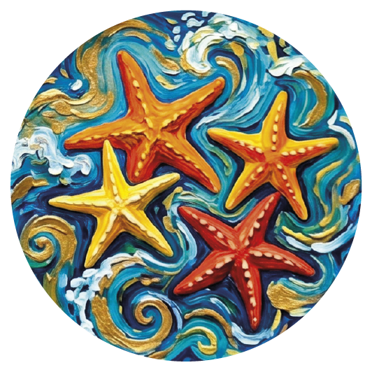 Van Gogh Starfish 02 — Van Gogh-style cork coaster