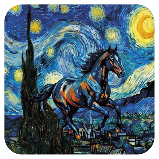 Van Gogh Horse 04 — Van Gogh-style cork coaster