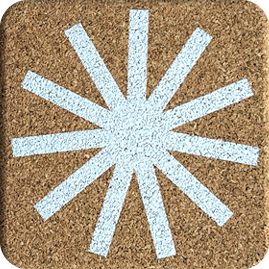 Sunburst Blue (Square) — scandi geometric cork coaster