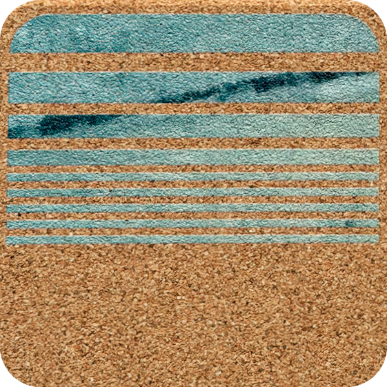 Teal Wash Lines 3 (Square) — designer art coaster on premium cork