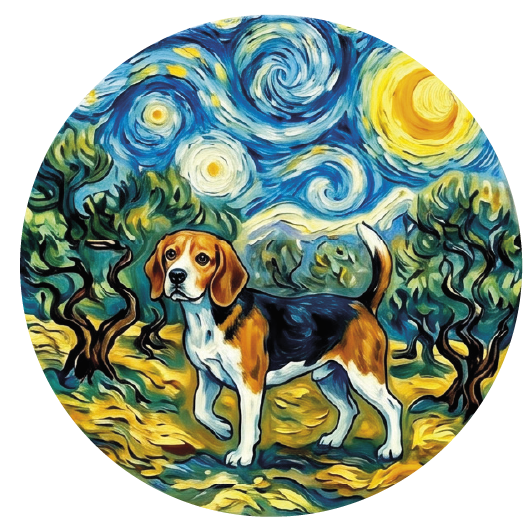 Van Gogh Beagle 02 — Van Gogh-style cork coaster