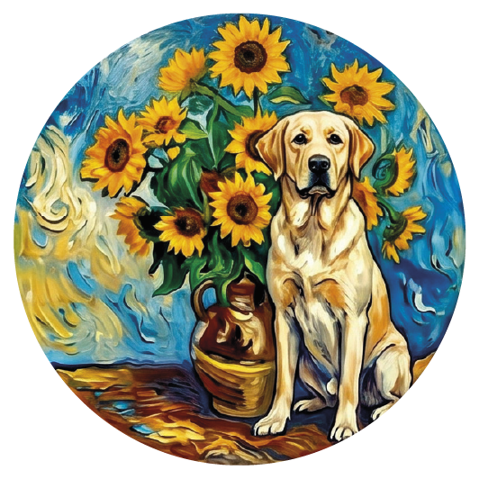 Van Gogh Labrador 02 — Van Gogh-style cork coaster