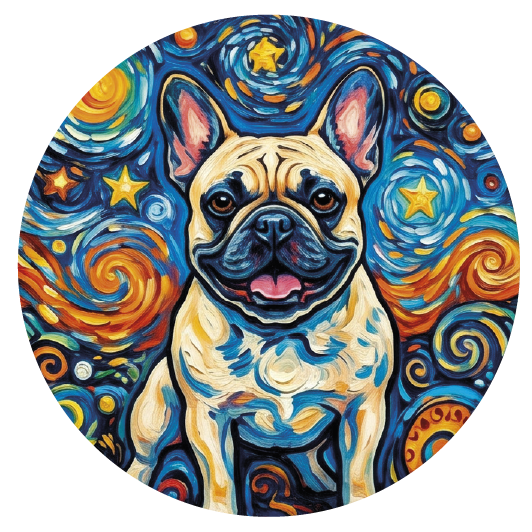 Van Gogh French Bulldog — Van Gogh-style cork coaster