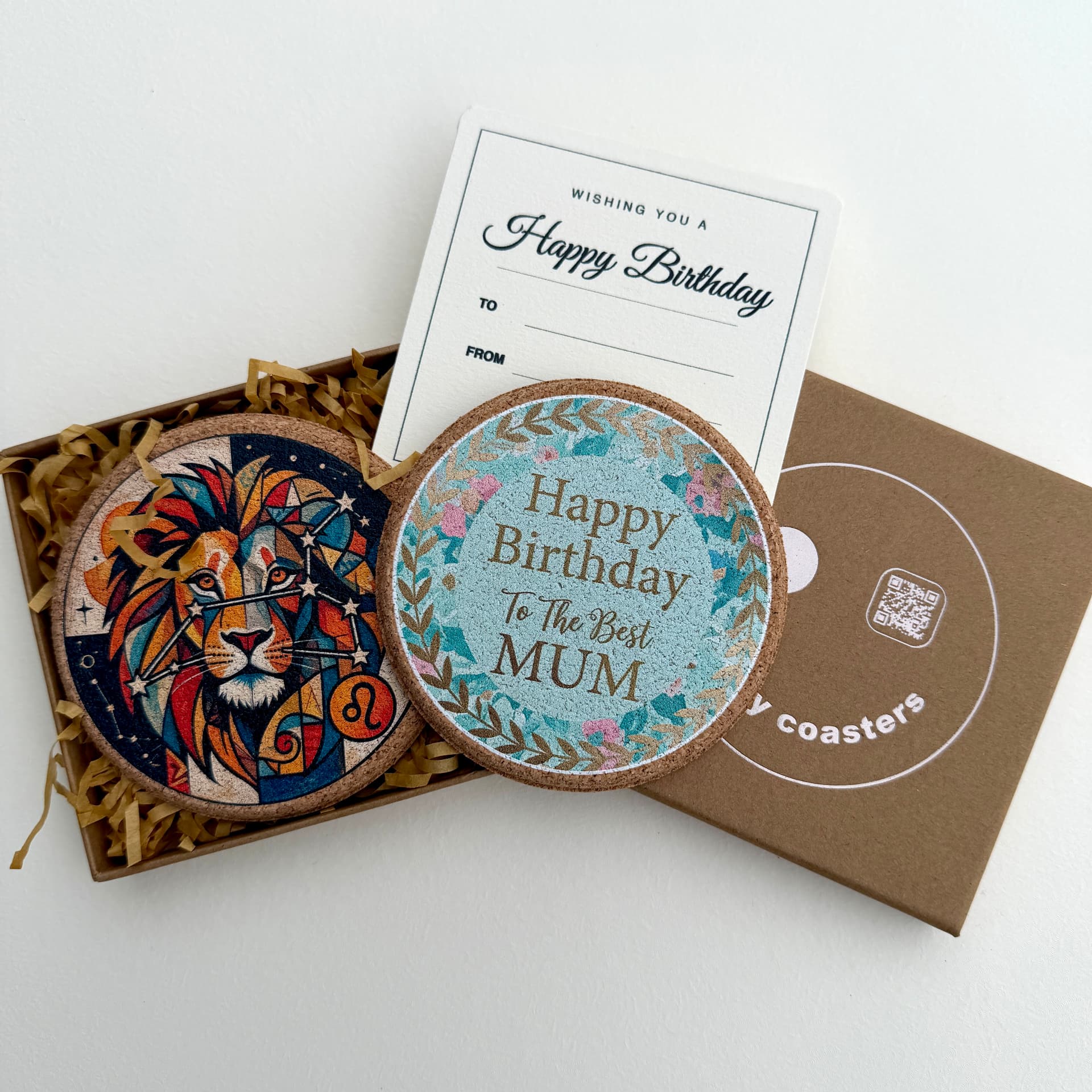 Birthday coaster gift box with card and add-on coaster 4