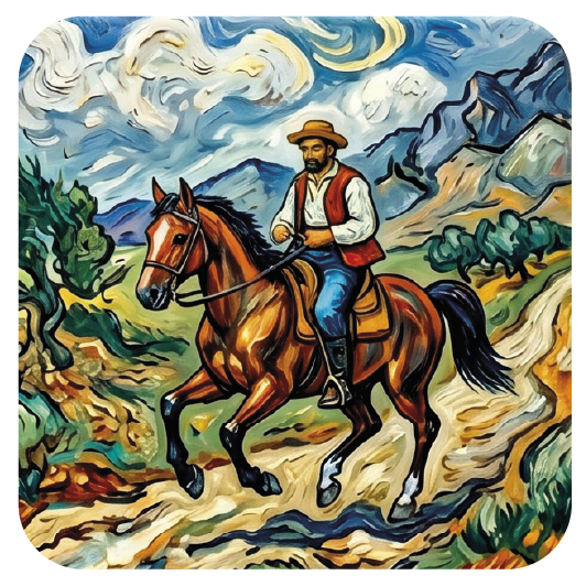 Van Gogh Horse 02 — Van Gogh-style cork coaster