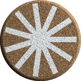 Sunburst White (Round) — scandi geometric cork coaster