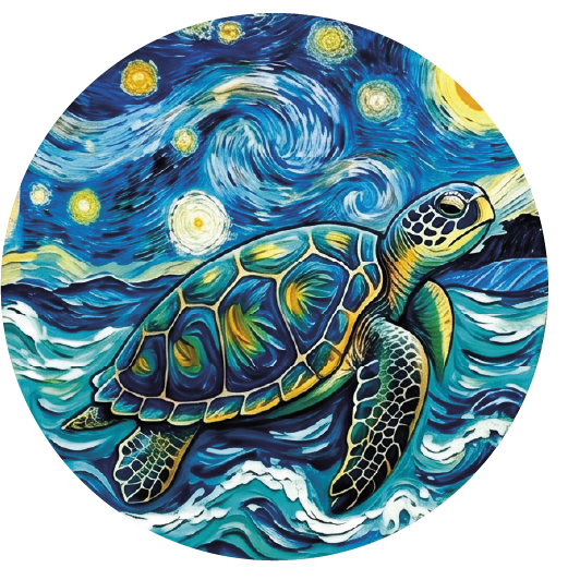 Van Gogh Turtle 04 — Van Gogh-style cork coaster