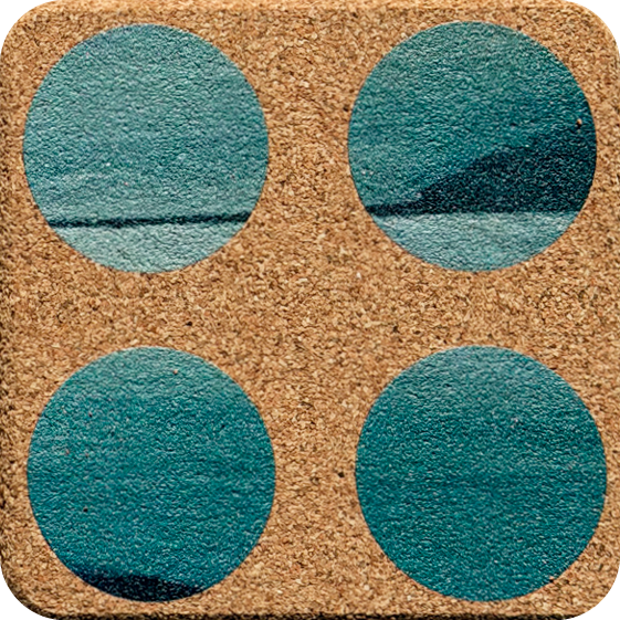 Teal Wash Roundies 4 (Square) — designer art coaster on premium cork