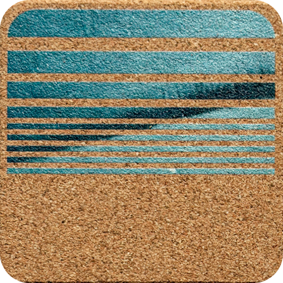 Teal Wash Lines 1 (Square) — designer art coaster on premium cork