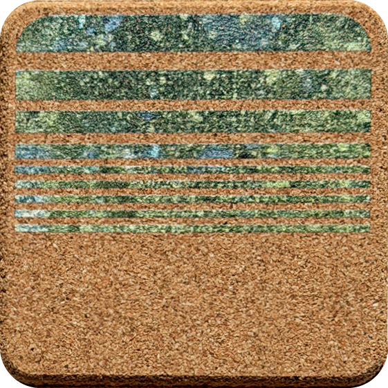 Green & Blue Splatter Lines 2 (Square) — designer art coaster on premium cork
