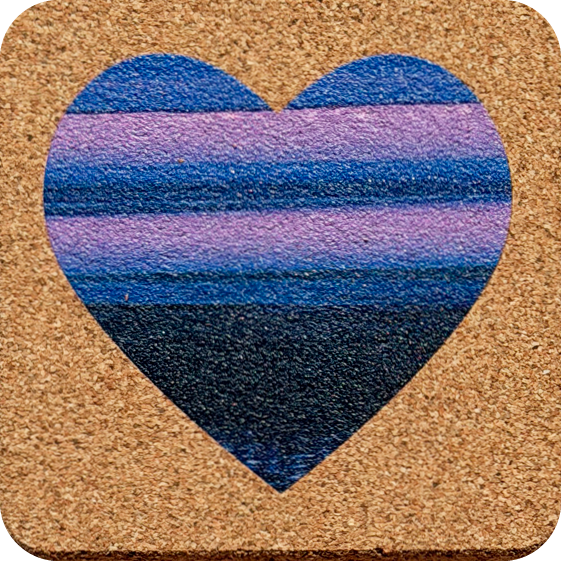 Purple Pallet Hearts 3 (Square) — designer art coaster on premium cork