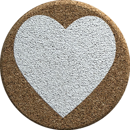 Heart White (Round) — scandi geometric cork coaster