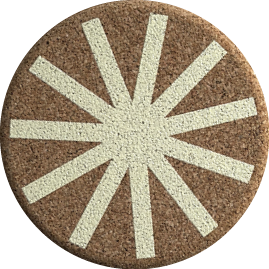Sunburst Yellow (Round) — scandi geometric cork coaster