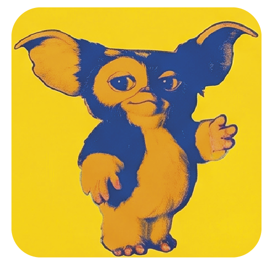 Warhol Gizmo 04 — Warhol-style pop art cork coaster