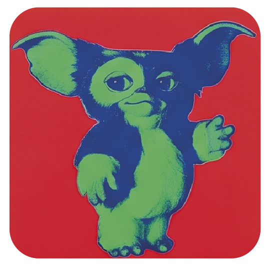 Warhol Gizmo 02 — Warhol-style pop art cork coaster