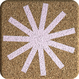 Sunburst Pink (Square) — scandi geometric cork coaster