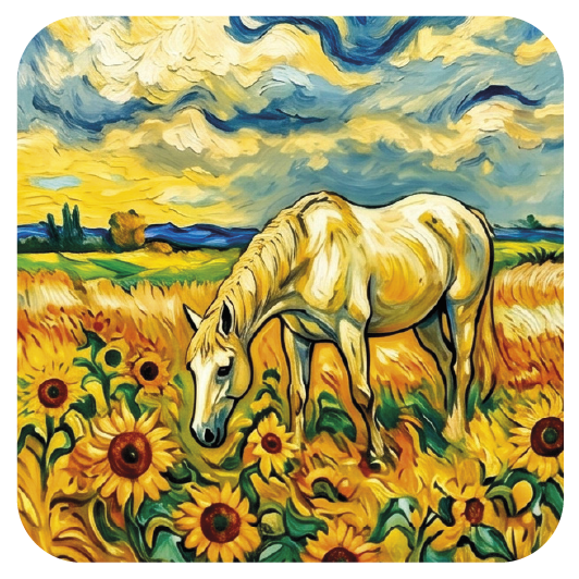 Van Gogh Horse 01 — Van Gogh-style cork coaster