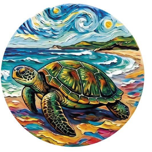 Van Gogh Turtle 02 — Van Gogh-style cork coaster