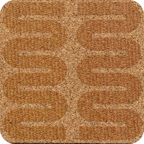 Burnt Ochre Squiggle 4 (Square) — designer art coaster on premium cork