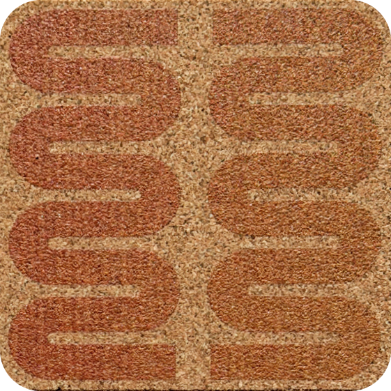 Burnt Ochre Squiggle 2 (Square) — designer art coaster on premium cork