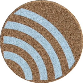 Rainbow Blue (Round) — scandi geometric cork coaster