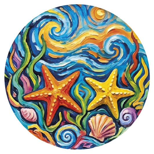 Van Gogh Starfish 04 — Van Gogh-style cork coaster