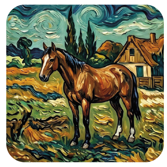 Van Gogh Horse 03 — Van Gogh-style cork coaster