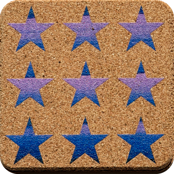 Purple Pallet Stars 3 (Square) — designer art coaster on premium cork