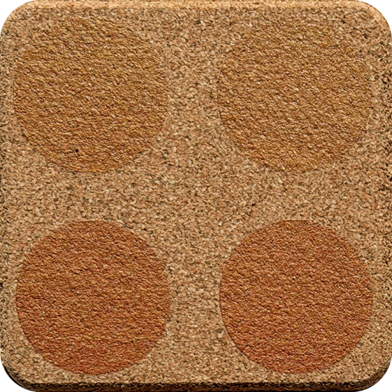 Burnt Ochre Roundies 1 (Square) — designer art coaster on premium cork
