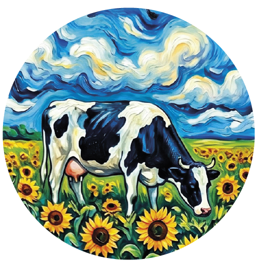 Van Gogh Cow 04 — Van Gogh-style cork coaster
