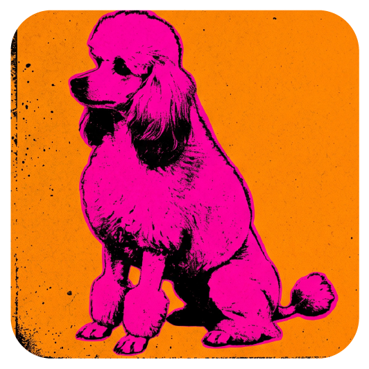 Warhol Poodle 03 — Warhol-style pop art cork coaster