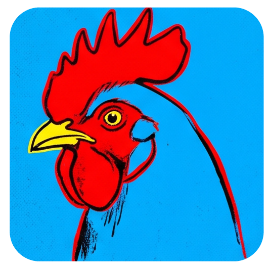 Warhol Rooster 01 — Warhol-style pop art cork coaster