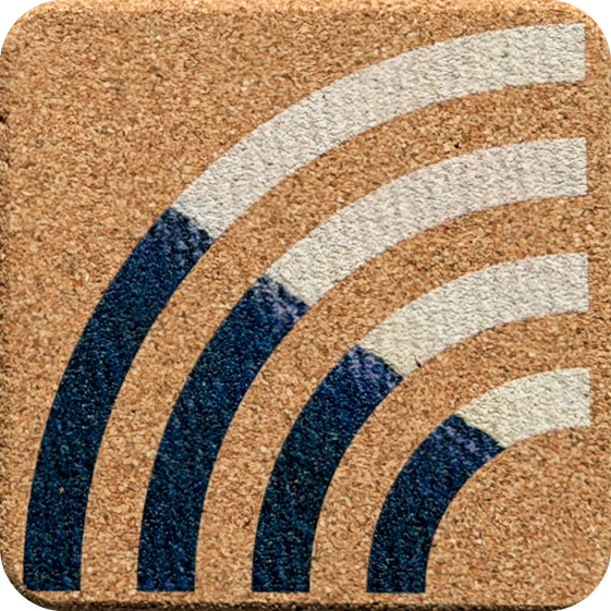Blue Rainbows 1 (Square) — designer art coaster on premium cork