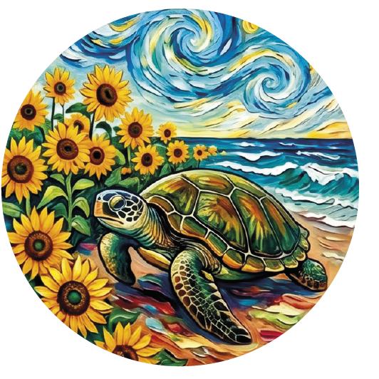 Van Gogh Turtle 01 — Van Gogh-style cork coaster