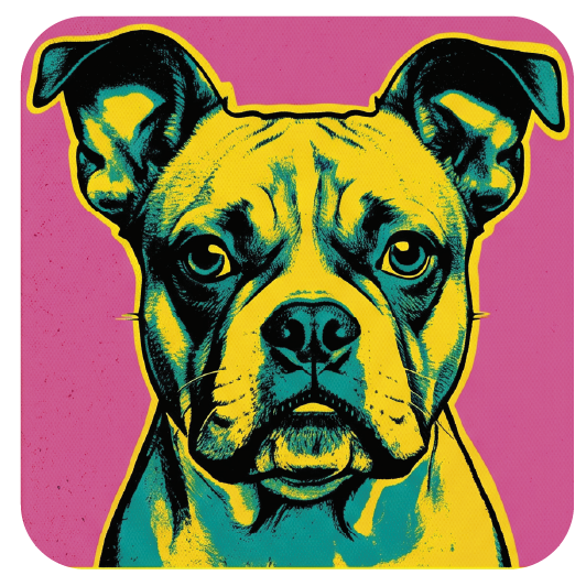 Warhol Boxer 03 — Warhol-style pop art cork coaster