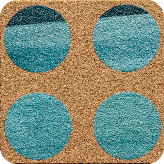 Teal Wash Roundies 2 (Square) — designer art coaster on premium cork